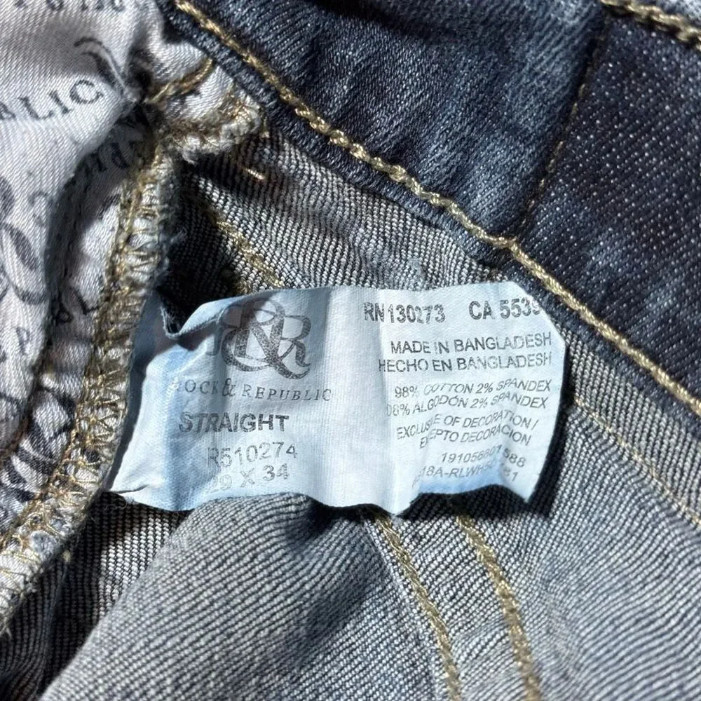 Rock & Republic Straight Fit Medium Wash Blue Jeans Men’s 29/34